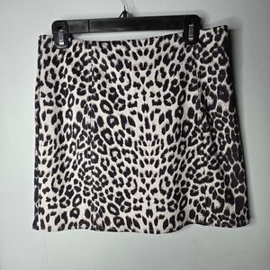 She + Sky Leopard Print Mini Skirt Size L Animal Print Fitted Y2K Trend